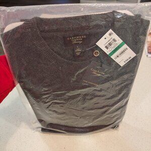 Club Room 100% Cashmere Dark Charcoal Sweater - Large